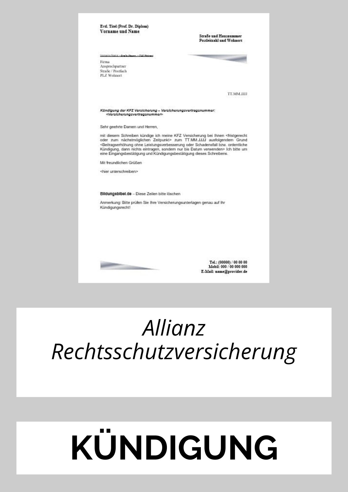 Allianz Rechtsschutzversicherung Kündigen