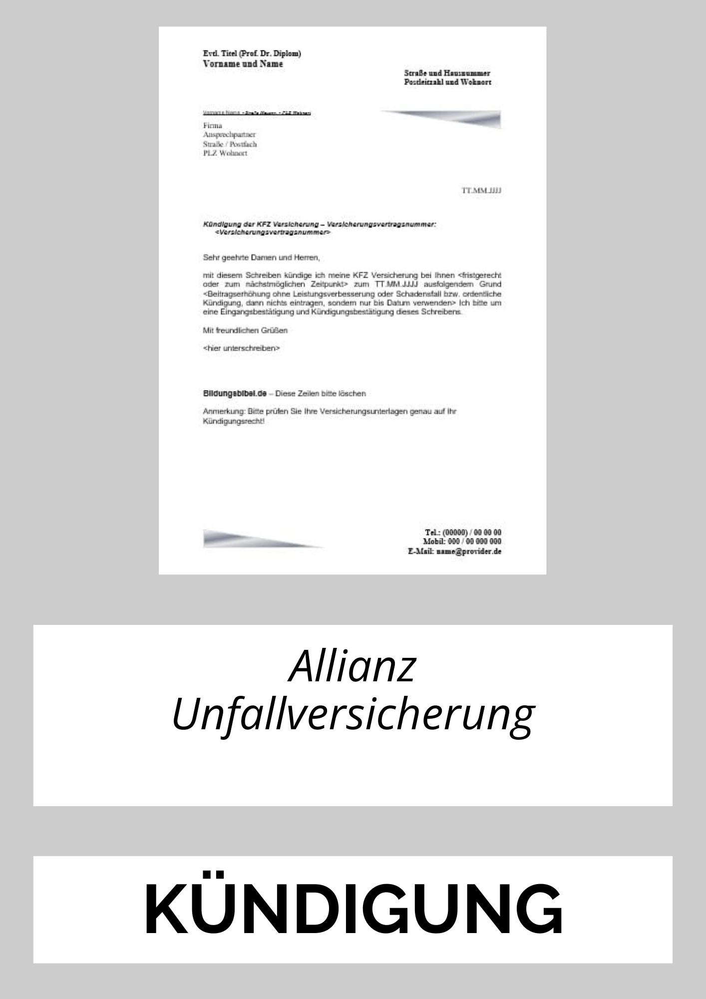 Allianz Unfallversicherung Kündigen