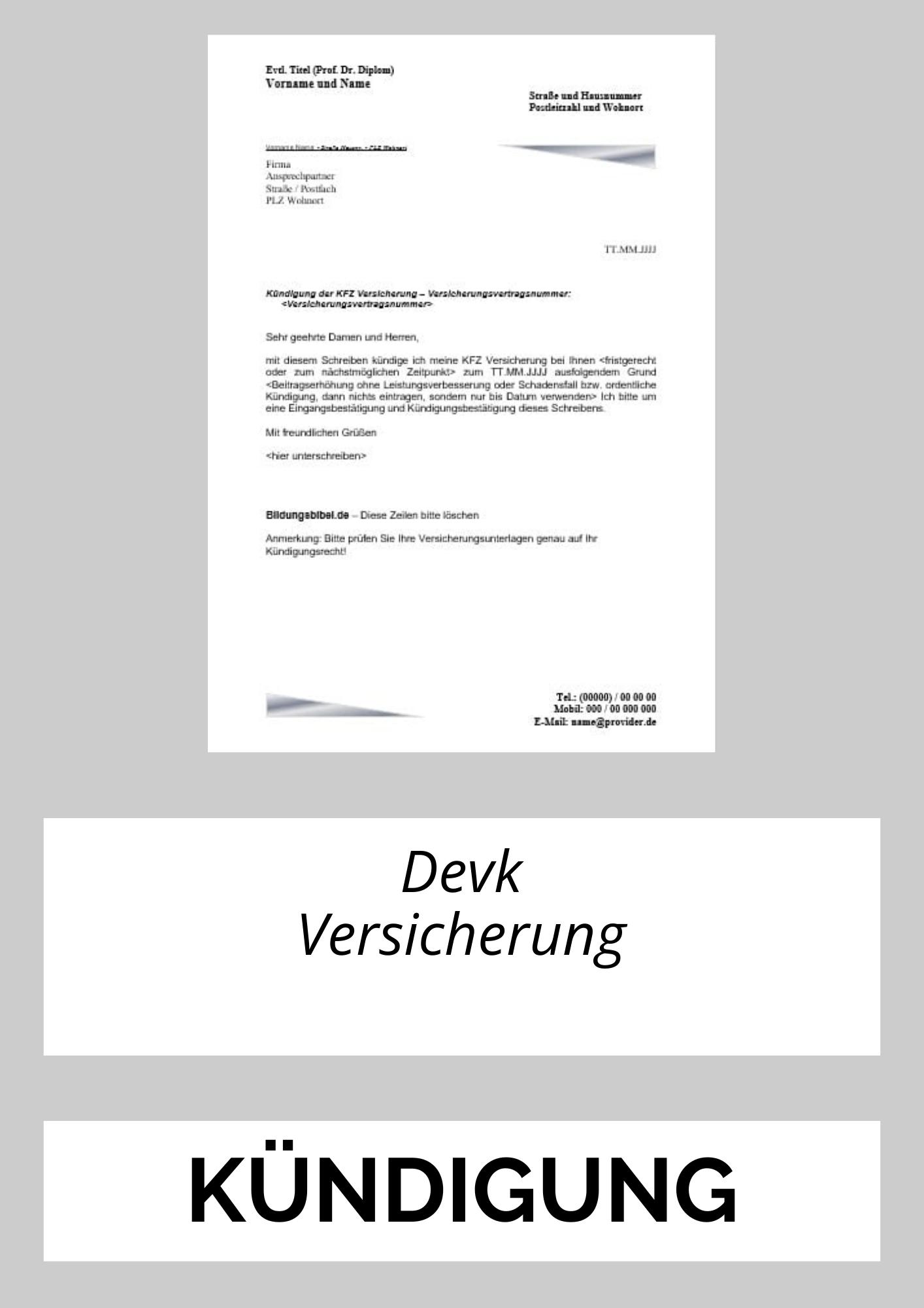 Devk Versicherung Kündigen