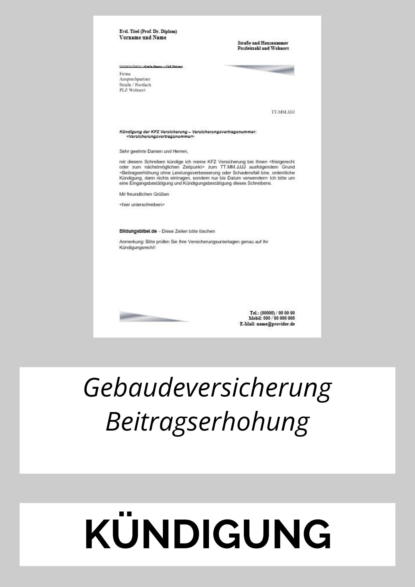 Gebäudeversicherung Kündigen Beitragserhöhung