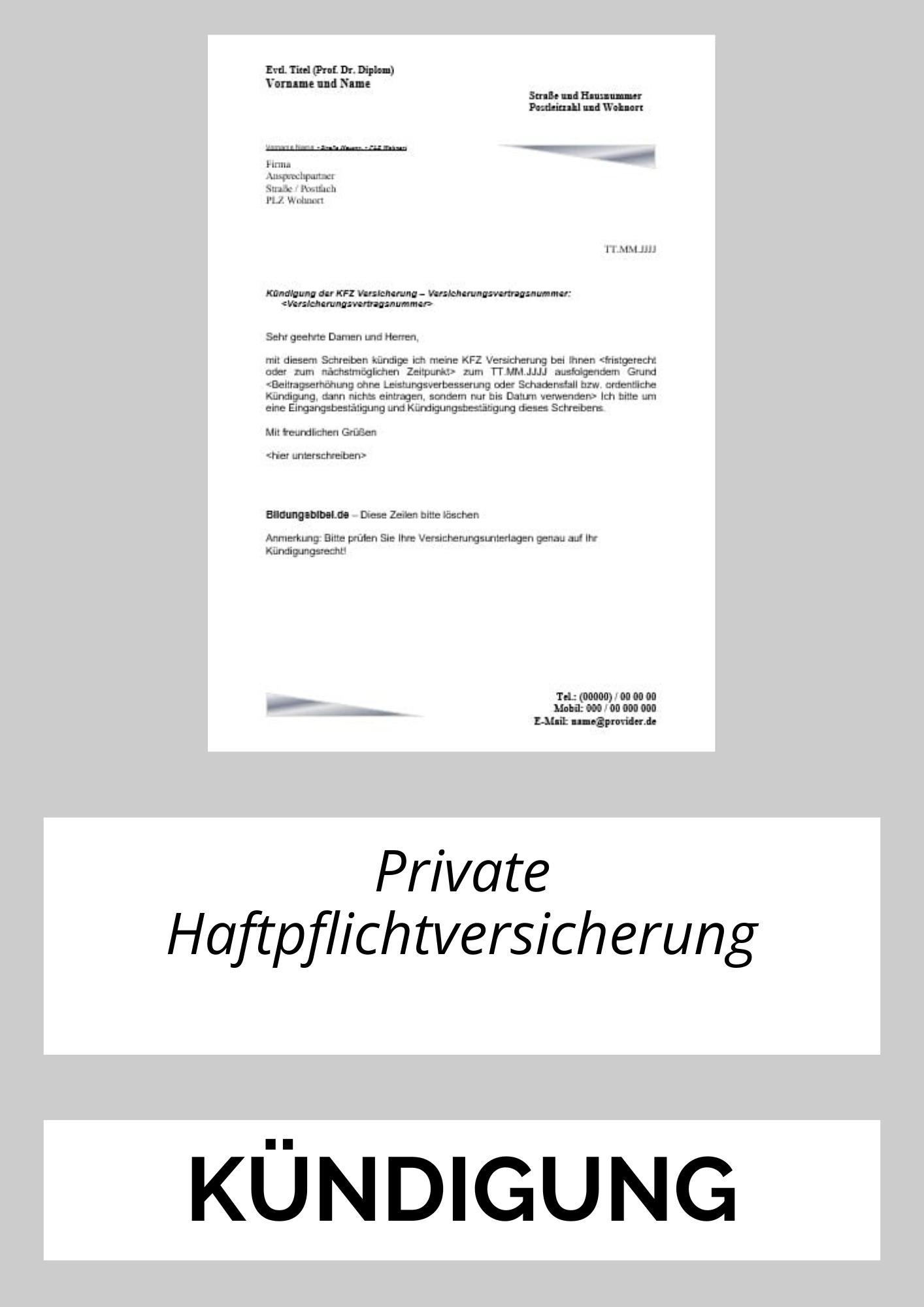 Private Haftpflichtversicherung Kündigung