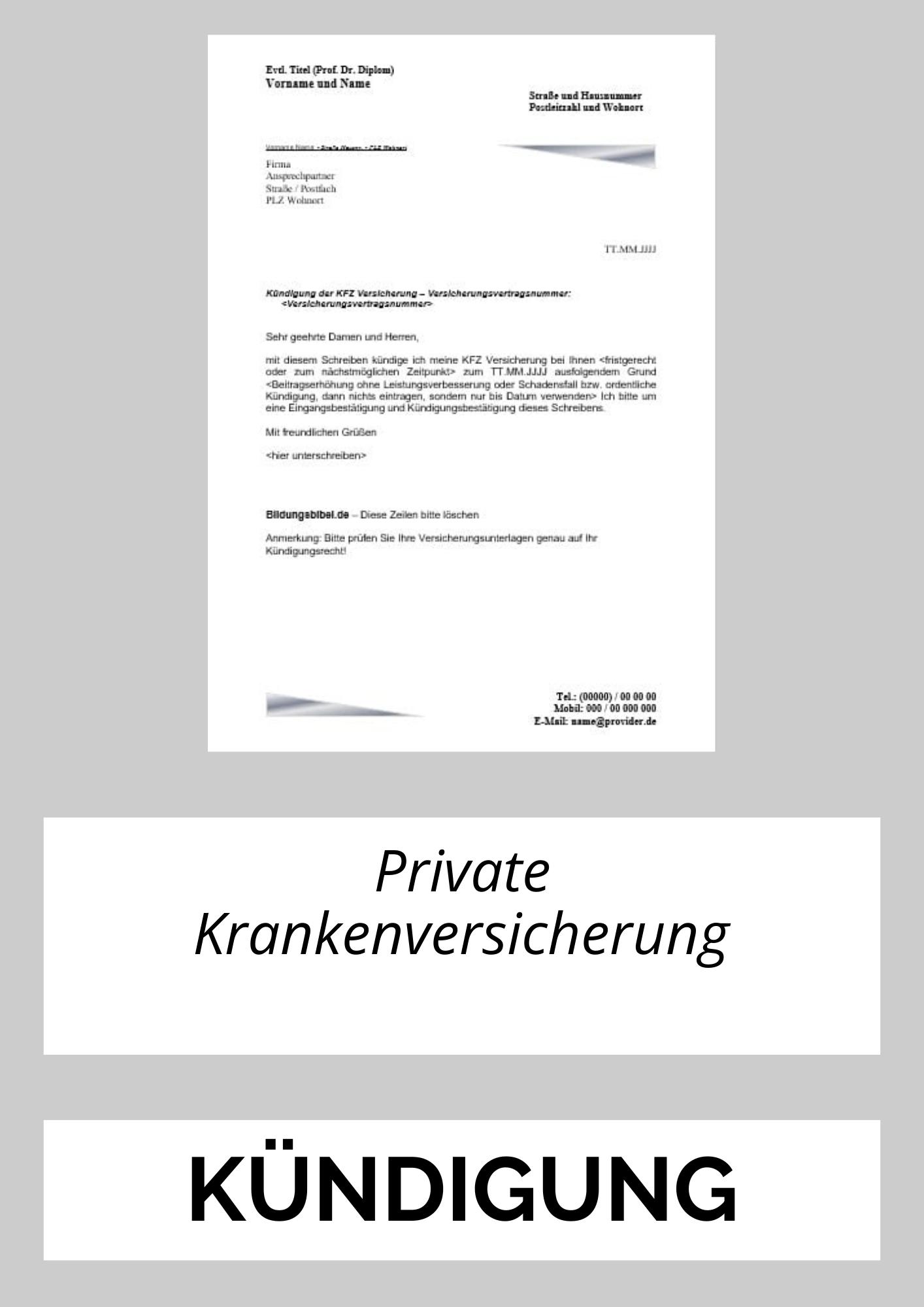 Kündigung Private Krankenversicherung