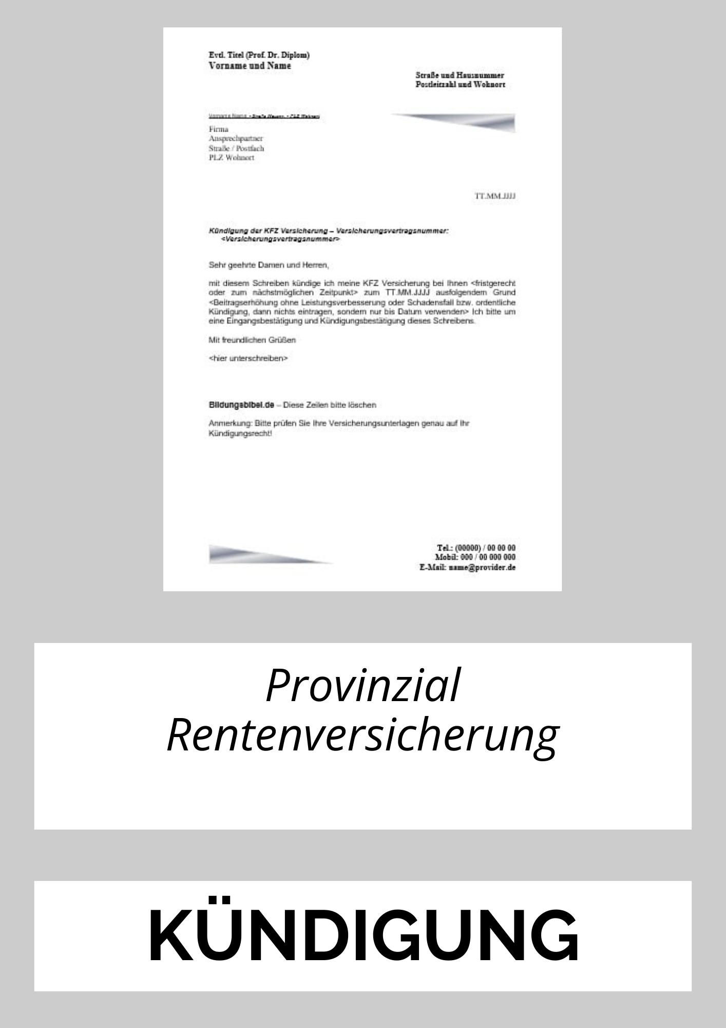 Provinzial Rentenversicherung Kündigen
