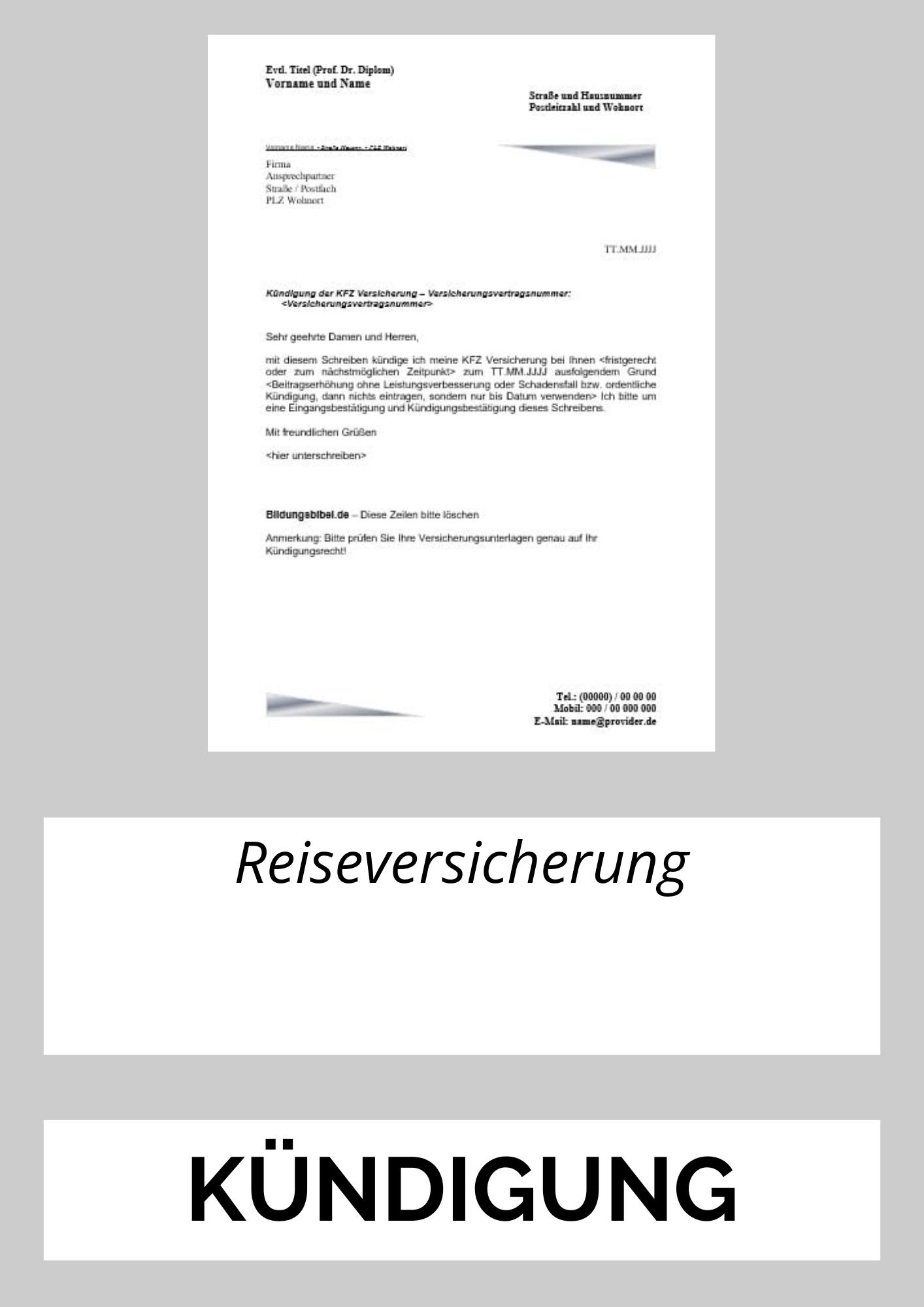 Reiseversicherung Kündigen