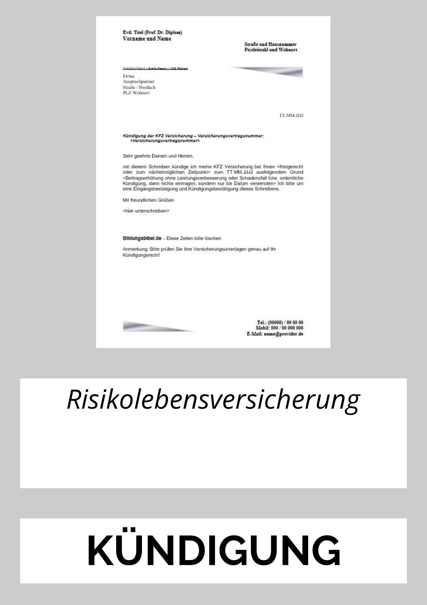 Risikolebensversicherung Kündigen