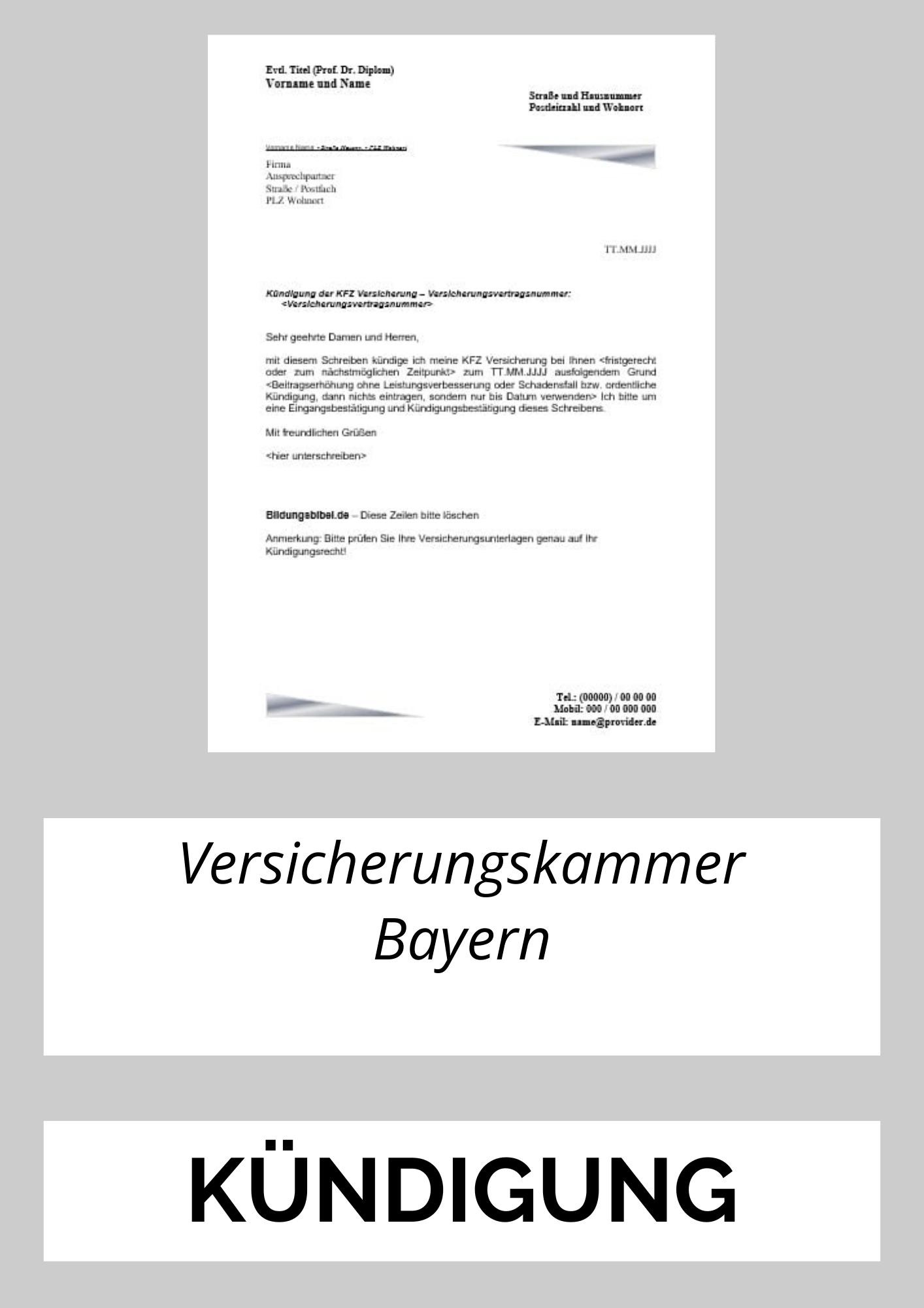 Versicherungskammer Bayern Kündigung