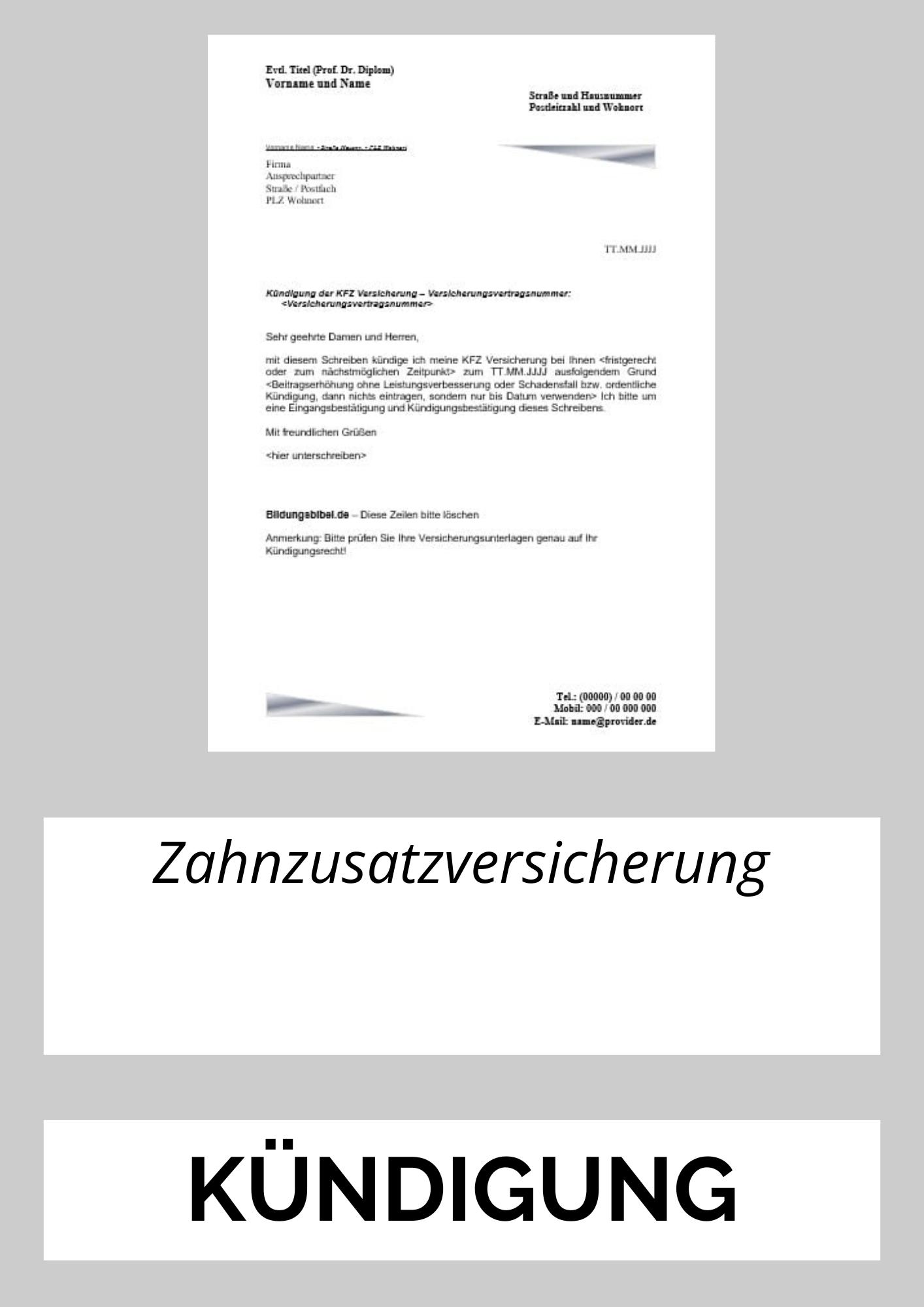 Zahnzusatzversicherung Kündigen